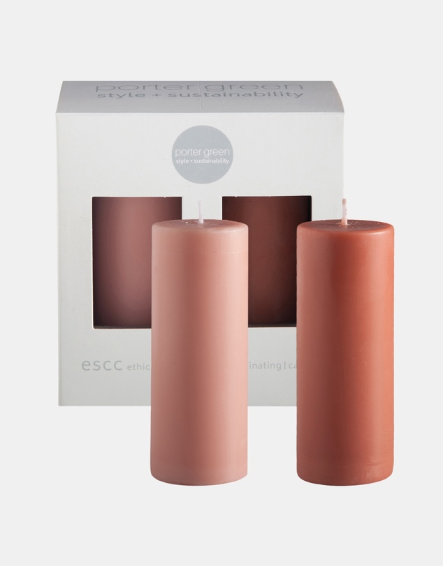 porter green - escc small pillar candle soy-blend unscented candles