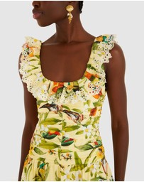 Farm Rio - Brasil Collage Soft Yellow Mini Dress