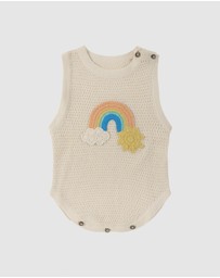 Rock Your Baby - La Mer Knitted Romper in Cream
