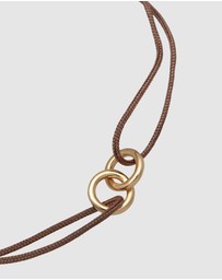 Elli Jewelry - Bracelet Circle Geo Minimal with Nylon Brown in 925 sterling silver gold plated