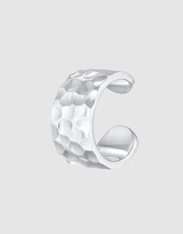 Kuzzoi - ICONIC EXCLUSIVE - Earrings Earcuff Wide Hammered Modern in 925 Sterling Silver