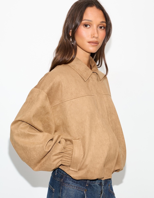 Dazie - Hailey Faux Suede Bomber Jacket