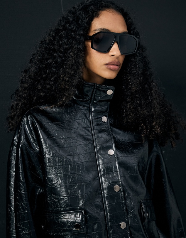 Lover - Lenore Funnel Croc Leather Look Bomber