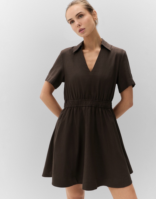 UNISON - Collared V Neck Dress