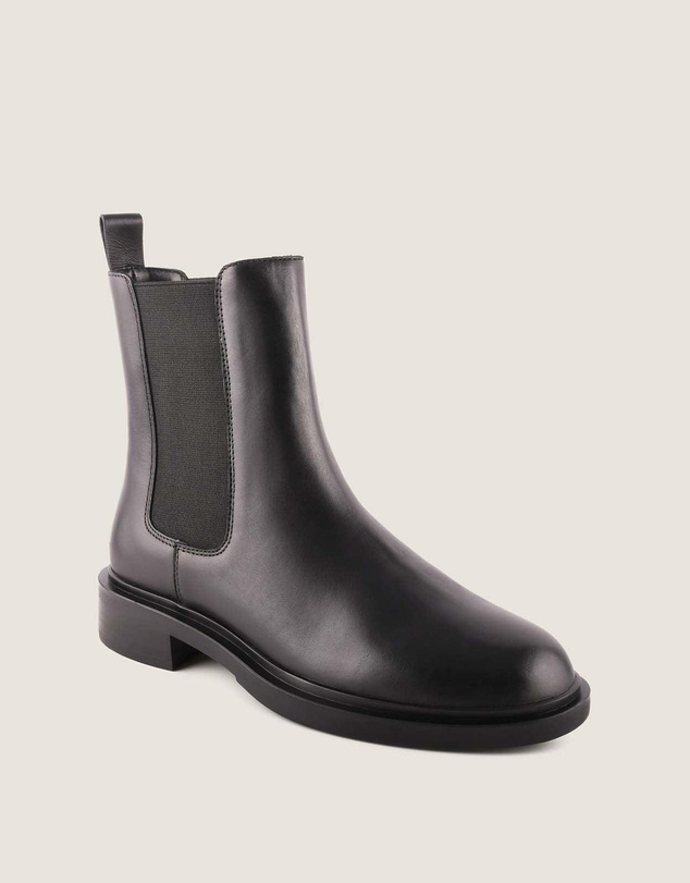 Shelly Shen - Harper Flat Ankle Boots Black Leather