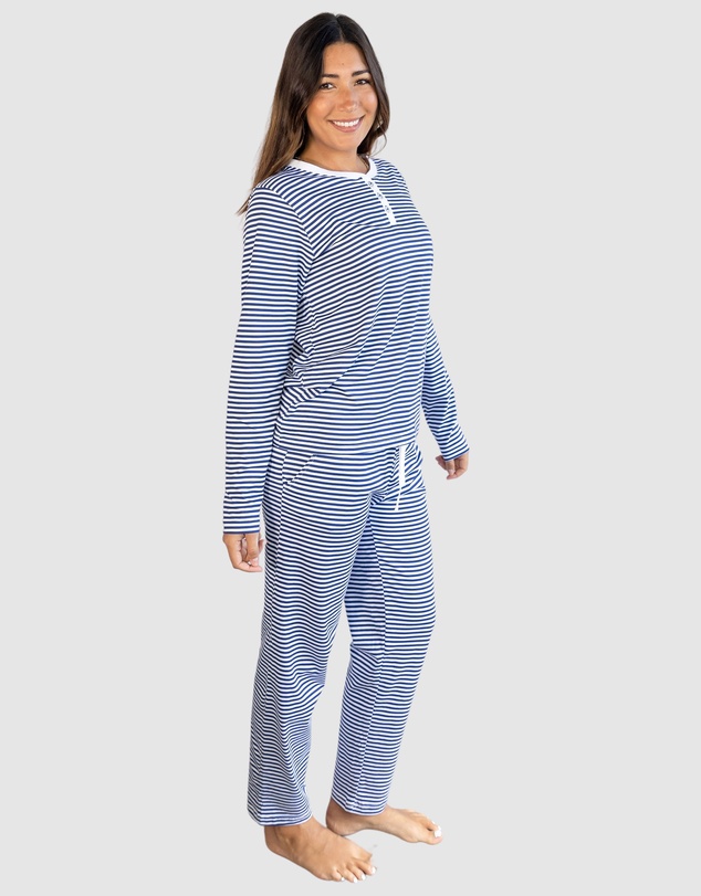 Sant And Abel - Women's Marina Jersey Knit Stripe Long PJ Set