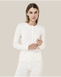 Papinelle - Olivia Pointelle Long Sleeve Henley Top