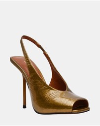Steve Madden - Lucian Olive Crinkle Patent Heels