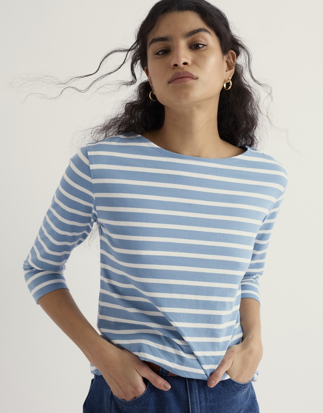 Seasalt - Seasalt Cornwall Blue Sailor 3/4 Sleeve Top Jersey