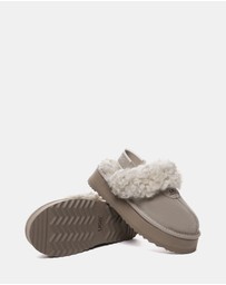 EVERAU - Australian Shepherd Ugg Waffle Curly Platform Cow Suede Upper House Shoes
