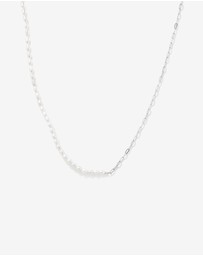 Michael Hill - Half Cultured Freshwater Pearl Half Paperclip Chain Necklace in Sterling Silver
