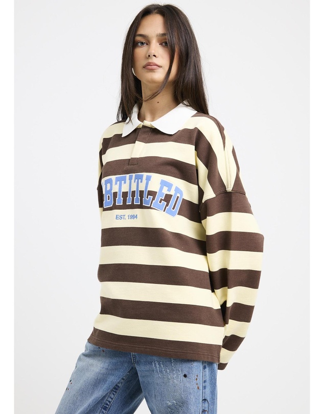 Subtitled - Portland Striped Polo Sweat Shirt