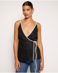 AERE - Linen Wrap Top