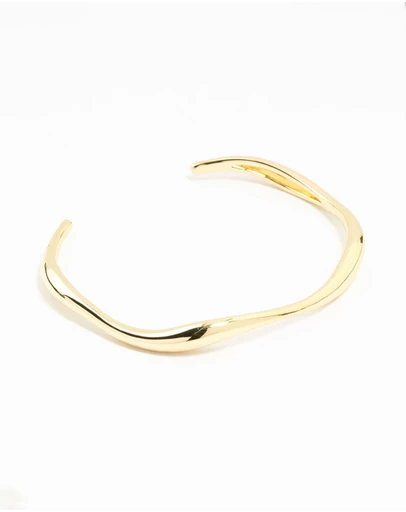 Lovisa - Gold Plated Brass Wavy Open Wrist Cuff