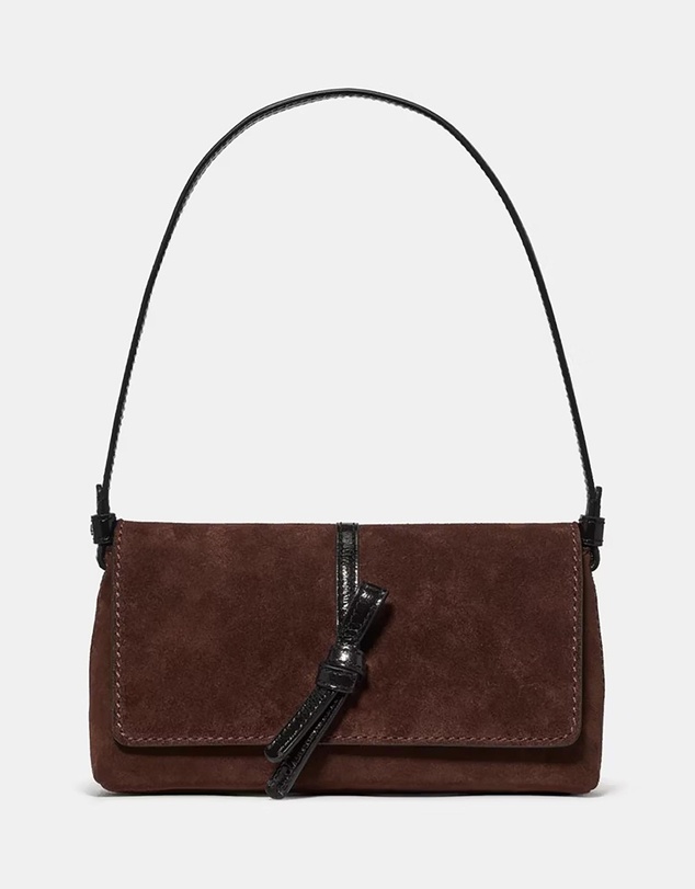 Kate Spade - Loop Suede And Crinkle Patent Leather Small Flap Shoulder Bag