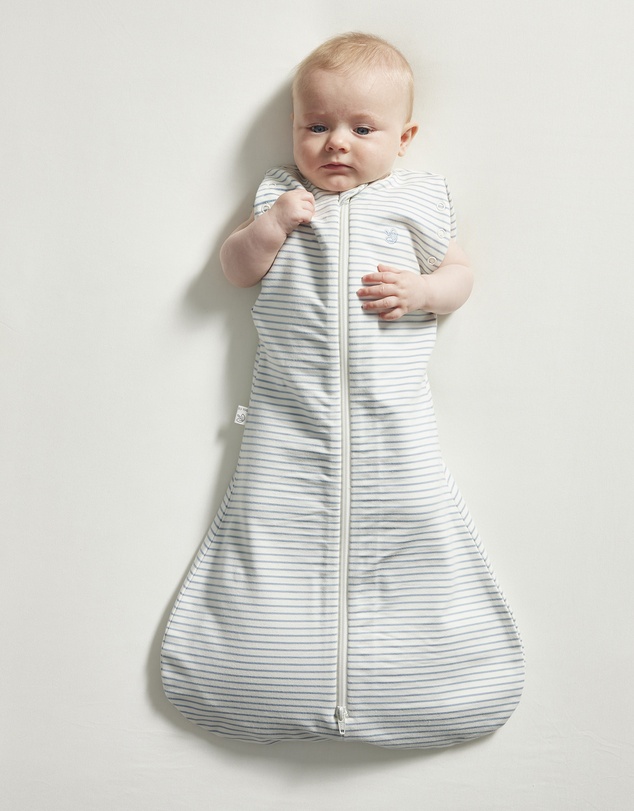 Grow Kindly - Swaddle Sleeping Bag in Dusk Blue Stripe - 0.5 TOG