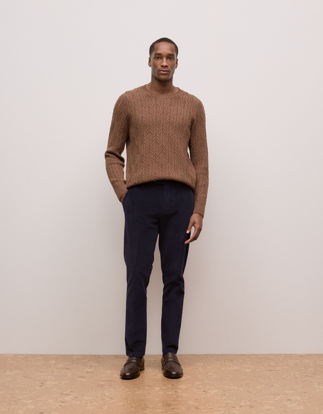 Trenery - Merino Cable Knit Crew in Sierra