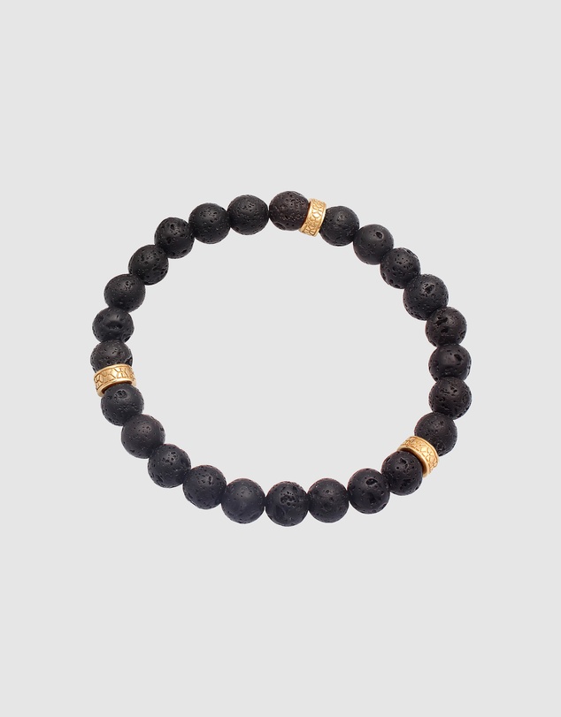 Kuzzoi - ICONIC EXCLUSIVE - Lava Stone Bracelet with Gold-Plated Silver Elements