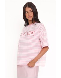 Petal & Pup - Marly Je T'Aime Tee - Pink Stripe