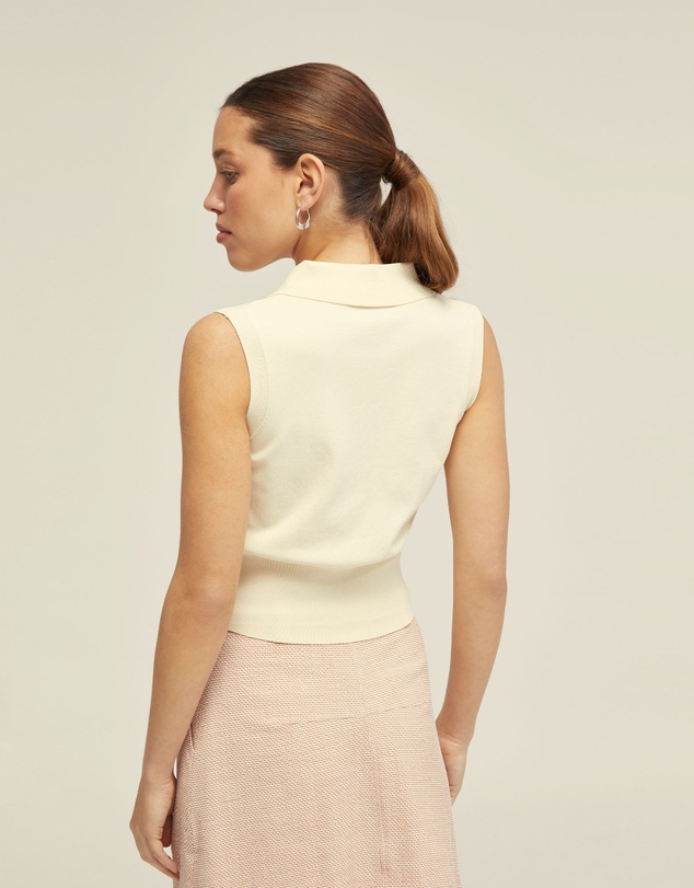 Oxford - Rae Polo Neck Buttoned Knit Top