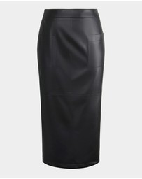 Forcast - Vera Faux Leather Midi Skirt