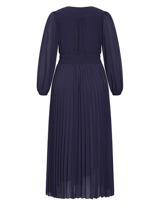 City Chic - Plus size Georgina Pleat Maxi Dress - navy