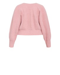 City Chic - Plus size Belle Bow Knit Cardigan - soft pink
