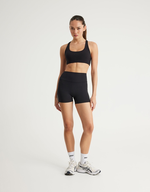 Upstate - Air Sculpt Stripe Bike Short 4 Inch - Black/Vintage White