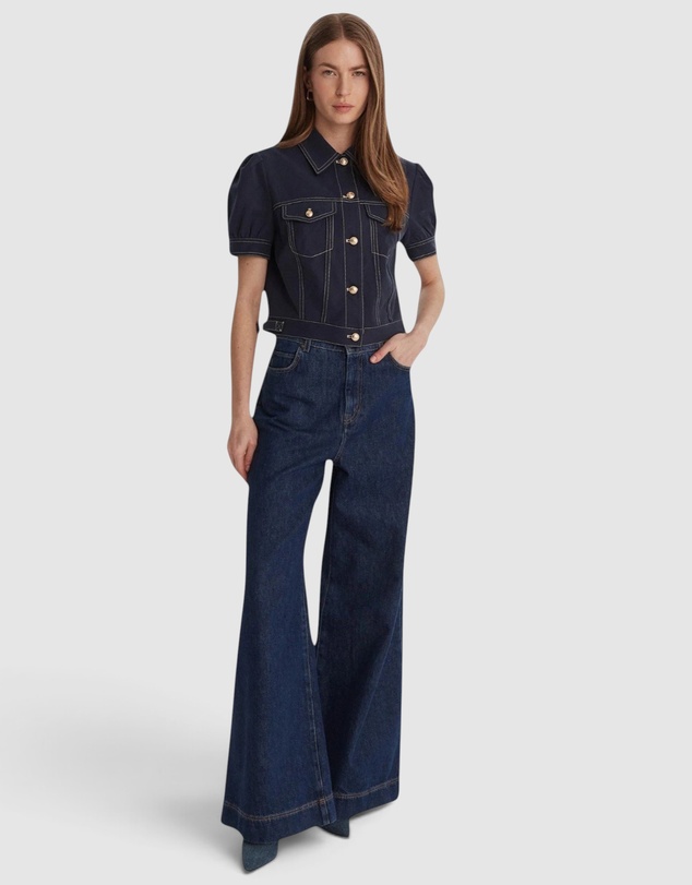 GUESS - Short Sleeve Coreline Contrast Stitch Trucker Jacket