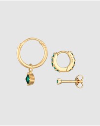 Elli Jewelry - Earrings Set Crystal 925 Sterling Silver Gold-Plated