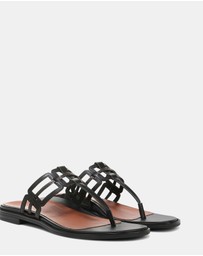 Vionic - Alvana Toe Post Sandal - Black Leather