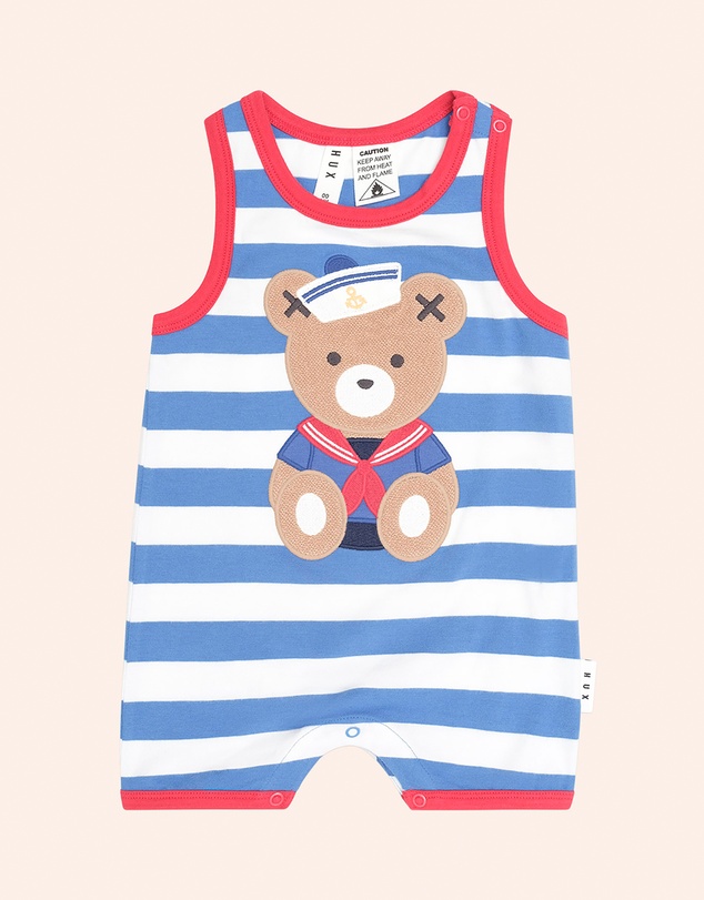 Huxbaby - Stripe Sitting Hux Sleeveless Romper - Babies