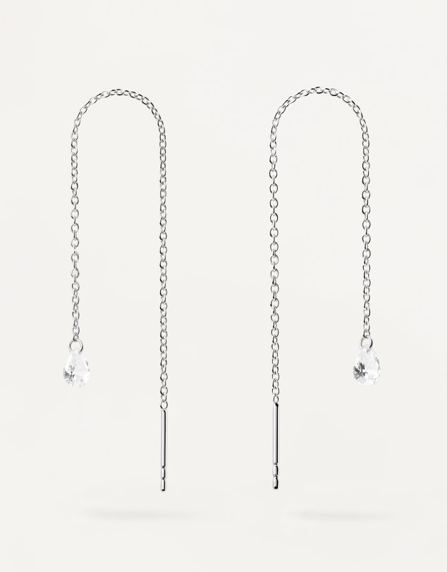 PDPAOLA - Waterfall Drop Silver Earrings