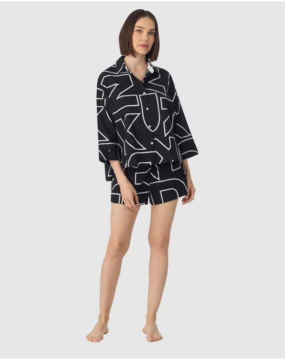 DKNY - Woven Cotton & Viscose Button Up Short Pyjama Set