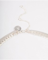 Lovisa - Silver Plated Herringbone & Snake Chain Layered Necklace