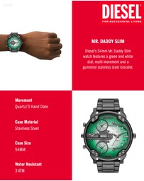 Diesel - Mr. Daddy Slim Gunmetal Analogue Watch