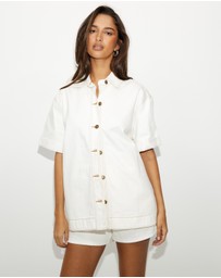 Dazie - Shade Boxy Short-Sleeve Denim Shirt