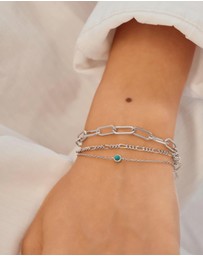 Ania Haie - Silver Bezel-Set Lab-Created Turquoise Solitaire Bracelet