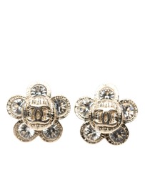 Pre-Loved by Azura Reborn - Pre-Loved Gold Plated CC Crystal Floral Push Back Earrings