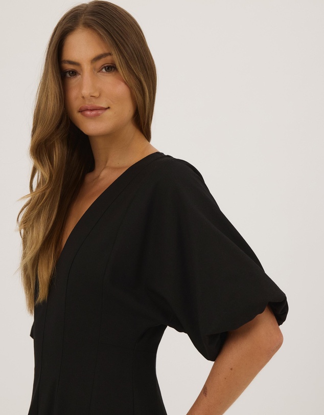 Atmos&Here - Ivy Short Sleeve Midi Dress In Cotton Linen Blend