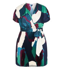 City Chic - Hailey Abstract Print Pleat Mini Dress