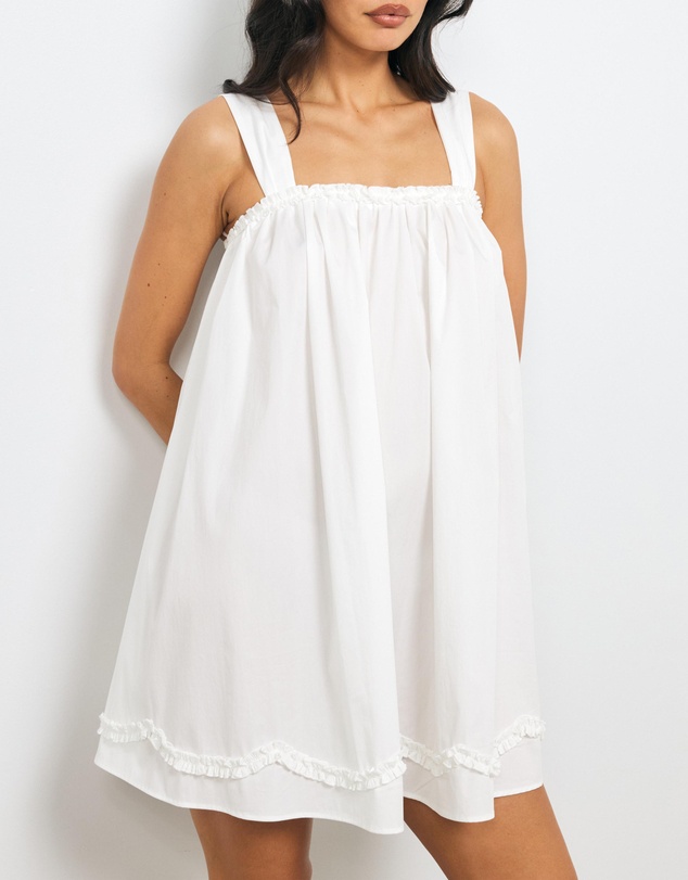 AERE - Mirae Gathered Cotton Mini Dress