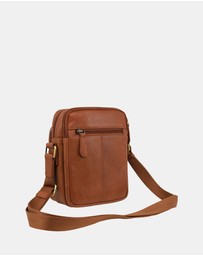 Pierre Cardin - Pierre Cardin Men's Leather Twin Zip Crossbody Bag