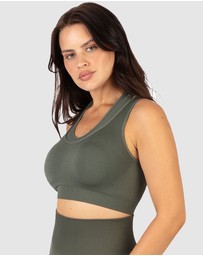 B Free Intimate Apparel - Double Racer Seamless Padded Sports Bra (B-C-D-DD-E-F-G-H) Cup