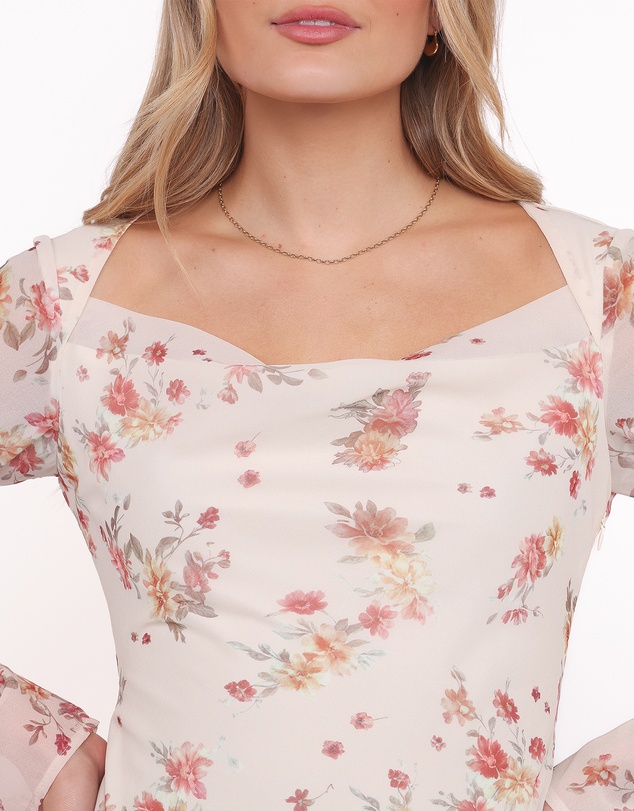 Petal & Pup - Everlyn Long Sleeve Mini Dress - Cream Floral