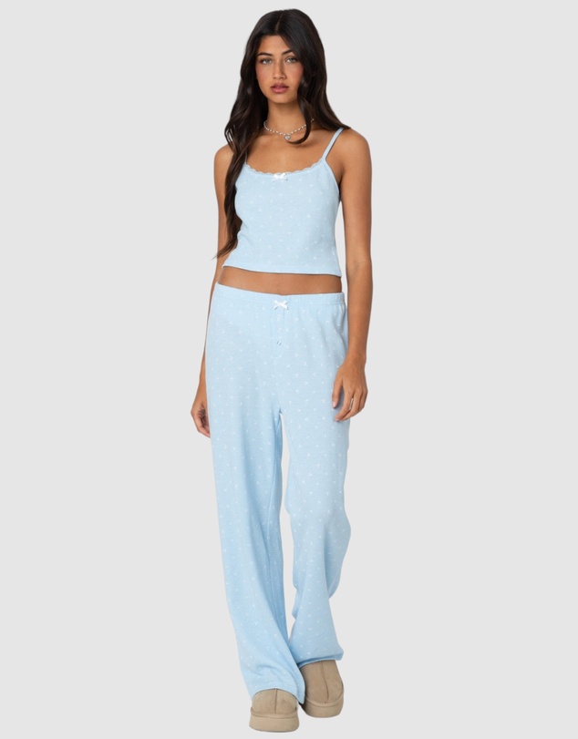 EDIKTED - Petal Printed Waffle Pants