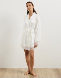 Atmos&Here - Pearl Lace Trim Satin Robe
