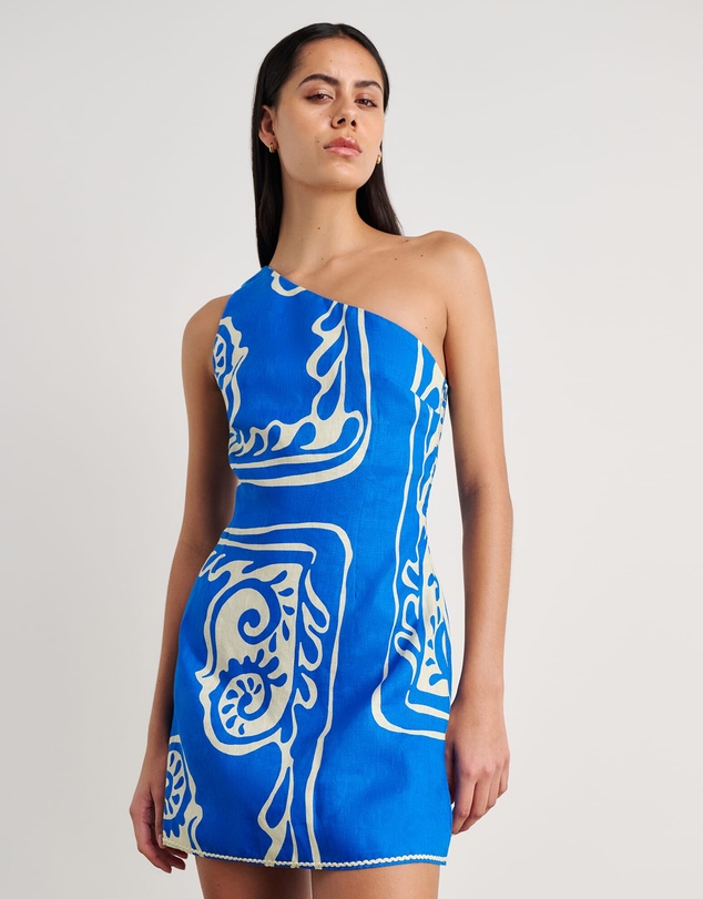Jag - Ceezee Asymmetric Linen Mini Dress