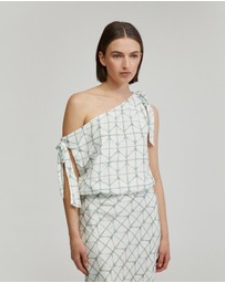 Oxford - Sandy Printed Tie Up Top