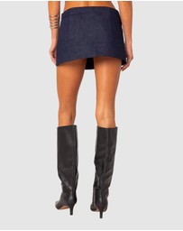 EDIKTED - Jemma Side Slit Denim Mini Skirt